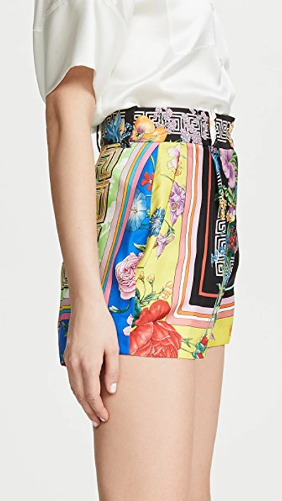 Shop Versace Graphic Print Shorts In Multi