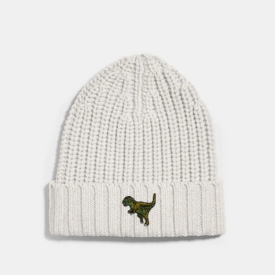 Shop Coach Rexy Beanie In Chalk