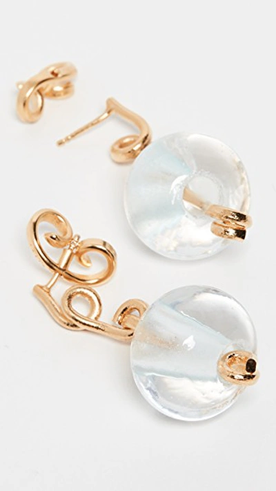 Shop Marni Glass And Metal Linear Drop Earrings In Lily White