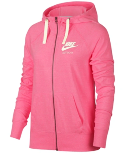 Shop Nike Gym Vintage Full-zip Hoodie In Lotus Pink