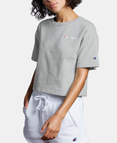 Shop Champion Cropped T-shirt In Oxford Gray