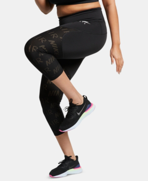 nike air running crop leggings in khaki