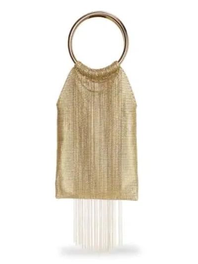 Shop Whiting & Davis Gold Rush Fringe Metal Mesh Bracelet Clutch