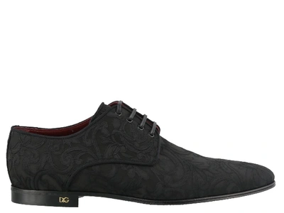 Shop Dolce & Gabbana Derby Jacquard Laced Up Shoes In Black