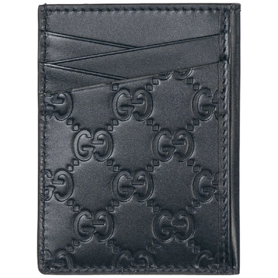 Shop Gucci Genuine Leather Credit Card Case Holder Wallet In Blu