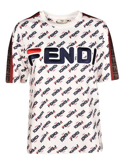Shop Fendi Embroidered Logo T-shirt In White