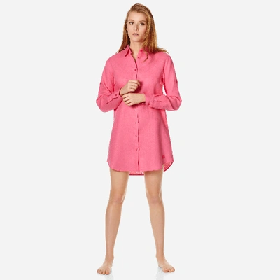 Shop Vilebrequin Women Long Linen Shirt Solid In Pink