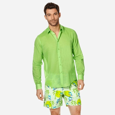 Shop Vilebrequin Unisex Cotton Voile Light Shirt Solid In Green