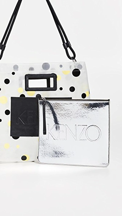 Shop Kenzo Mesh Polka Dot Tote Bag In Black