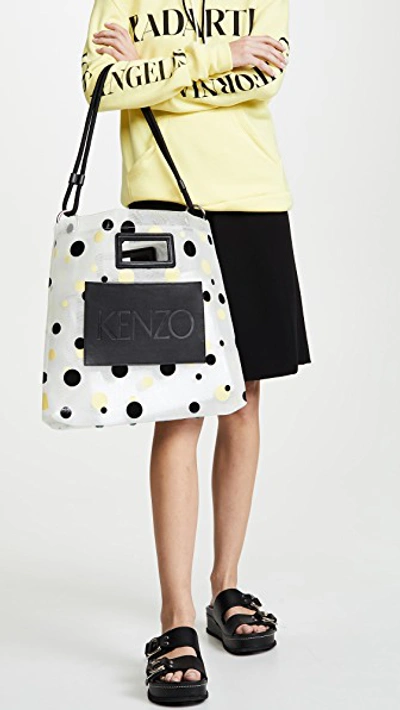 Shop Kenzo Mesh Polka Dot Tote Bag In Black