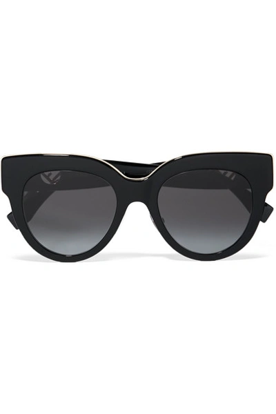 Shop Fendi Oversized Cat-eye Acetate Sunglasses In Black