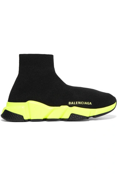 Shop Balenciaga Speed Stretch-knit High-top Sneakers In Black