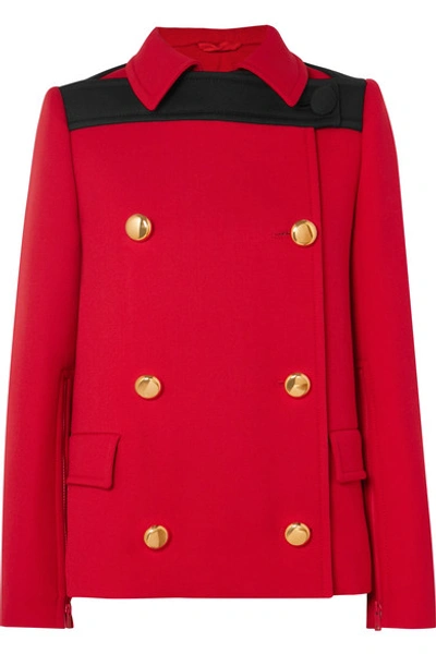 Shop Prada Double-breasted Wool Coat In Red