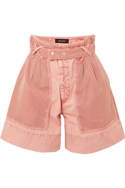 Shop Isabel Marant Twen High-rise Mesh-paneled Denim Shorts In Pink