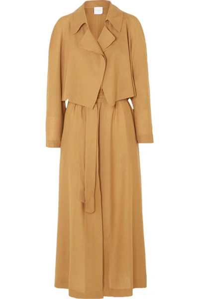 Shop Agnona Wool And Cashmere-blend Trench Coat In Brown