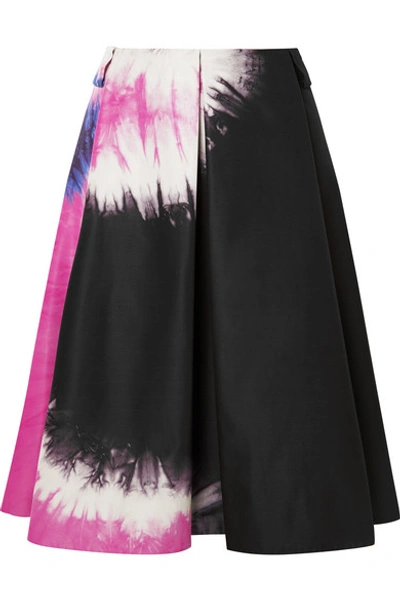 Shop Prada Tie-dyed Duchesse-silk Skirt In Black