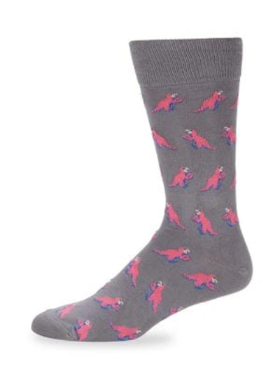 Shop Paul Smith Dinosaur Socks In Grey