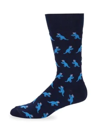 Shop Paul Smith Men's Dinosaur Socks In Blue