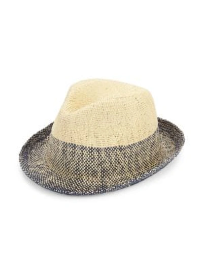Shop Paul Smith Two-tone Woven Fedora In Navy