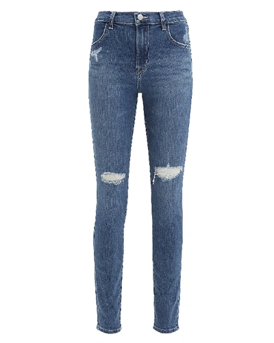 Shop J Brand Maria Skinny Jeans In Dark Blue Denim