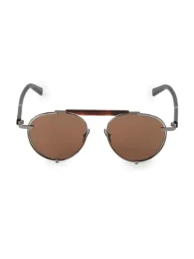 Shop Ferragamo Classic Logo Forward 52mm Aviator Sunglasses In Dark Ruthenium