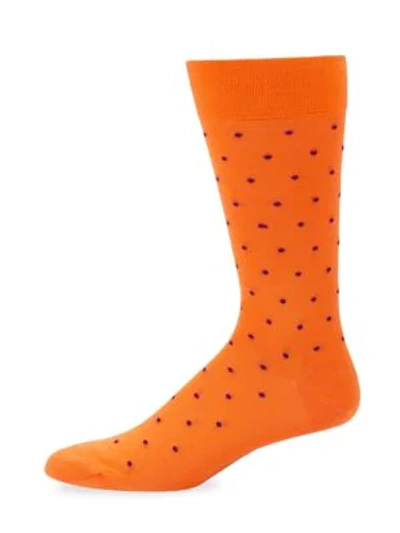 Shop Marcoliani Men's Tropez Dot Knitted Socks In Orange