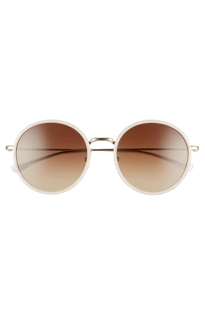 Shop Salt Audrey 56mm Polarized Round Sunglasses - White Gold/ Brown