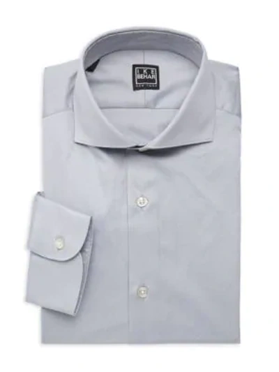 Shop Ike Behar Frederick Contemporary-fit Cotton Dress Shirt In Silver