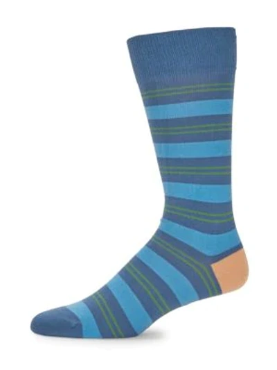 Shop Paul Smith Men's Bi-color Stripe Mid-calf Socks In Green