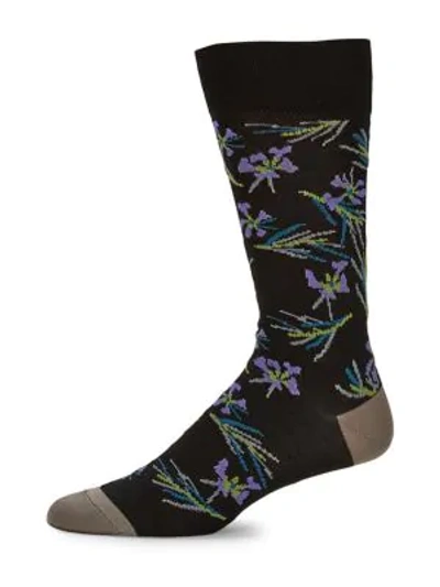 Shop Paul Smith Men's Cypress Stretch-cotton Mid-calf Socks In Black