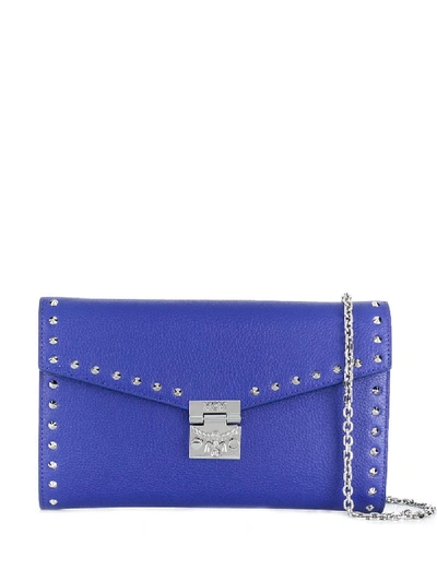 Shop Mcm Patricia Studded Crossbody Bag In Blue