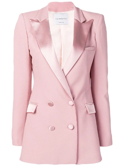 Shop Hebe Studio Double-breasted Fitted Blazer - Pink
