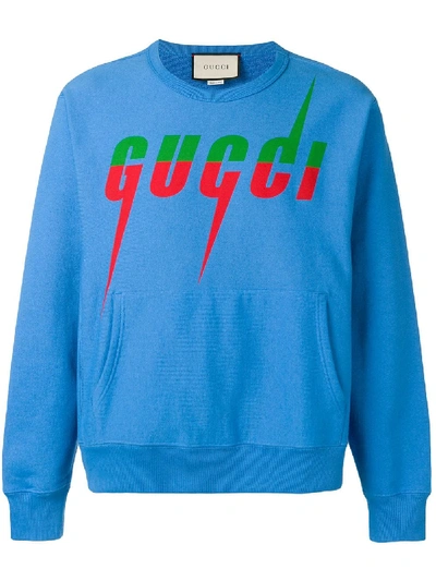 Shop Gucci Blade Print Sweatshirt - Blue