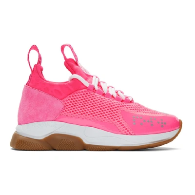 Shop Versace Pink Cross Chainer Sneakers