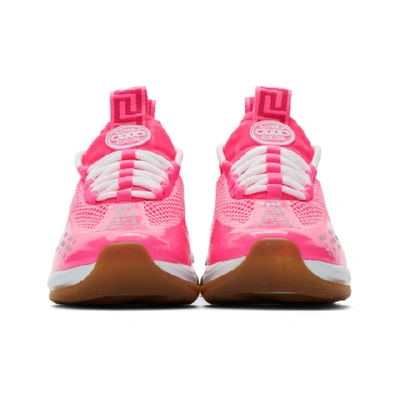 Shop Versace Pink Cross Chainer Sneakers