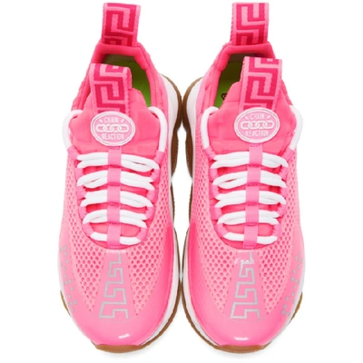 Shop Versace Pink Cross Chainer Sneakers