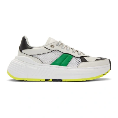 Shop Bottega Veneta White Speedster Sneakers In 9078 Green