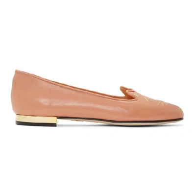 Shop Charlotte Olympia Pink Nocturnal Kitty Loafers In Smp0653 Pin