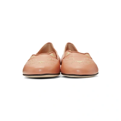 Shop Charlotte Olympia Pink Nocturnal Kitty Loafers In Smp0653 Pin