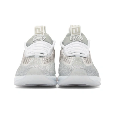 Shop Versace Silver Glitter Cross Chainer Sneakers In D43ar Silve