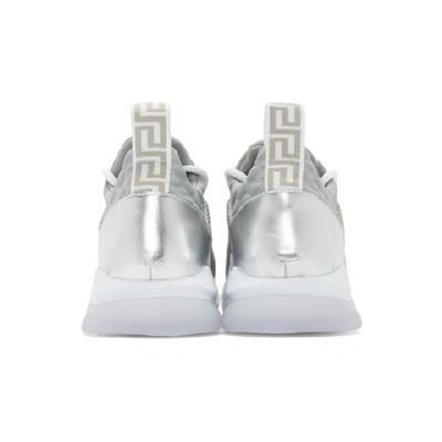 Shop Versace Silver Glitter Cross Chainer Sneakers In D43ar Silve