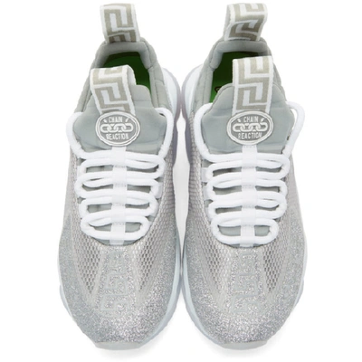 Shop Versace Silver Glitter Cross Chainer Sneakers In D43ar Silve