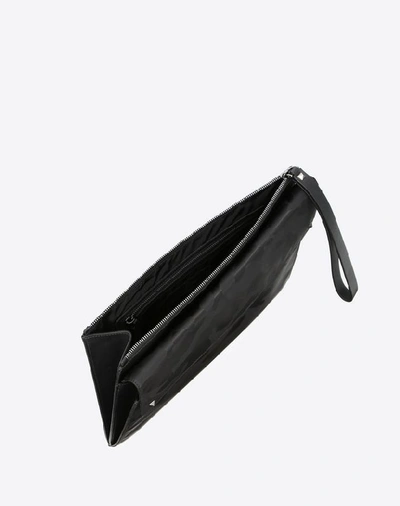 Shop Valentino Garavani Uomo Large Nylon Camouflage Noir Clutch In Black