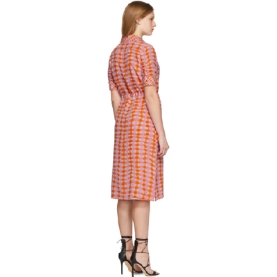 Shop Altuzarra Orange Check Print Dress In 822 Tropica