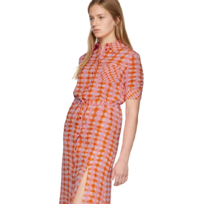 Shop Altuzarra Orange Check Print Dress In 822 Tropica