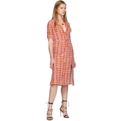 Shop Altuzarra Orange Check Print Dress In 822 Tropica