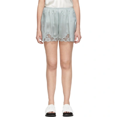 Shop Stella Mccartney Green Silk Lace Shorts In 3900 Mint