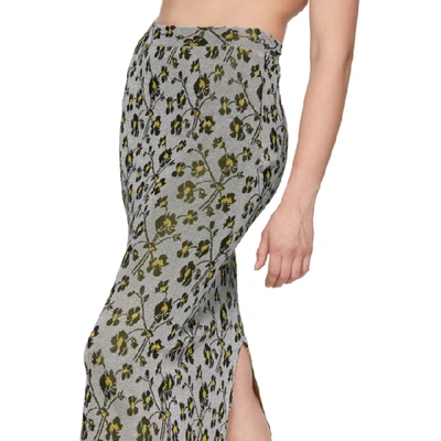 Shop Rabanne Paco  Silver Floral Long Skirt In V043 Silver