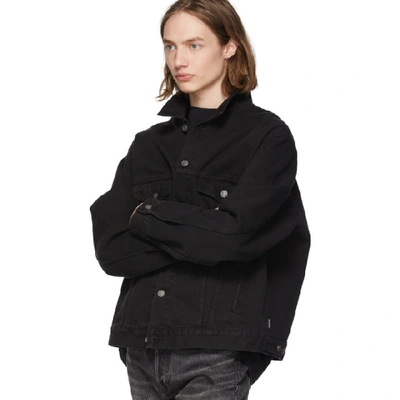 Shop Balenciaga Black Denim Speed Jacket In 1105 Pt Blk