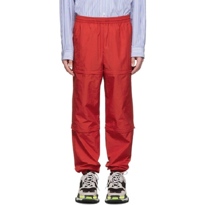 Shop Balenciaga Red Nylon Zipped Lounge Pants In 6400red